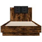 vidaXL Cadre de lit tête de lit et lumières LED chêne fumé 100x200 cm