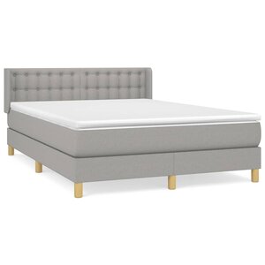 vidaXL Sommier à lattes de lit avec matelas Gris clair 140x190cm Tissu