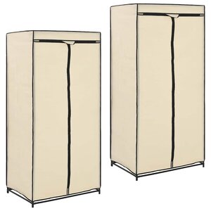 vidaXL 2 Pièces Garde-robes Crème 75x50x160 cm