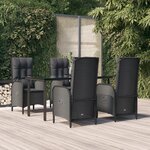 vidaXL Ensemble à manger de jardin coussins 5Pièces Noir Résine tressée