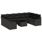 Ensemble de Canapés de Jardin de 10 Pièces avec Coussins Beige Poly Rattan
