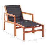 vidaXL Chaise de jardin et repose-pied Eucalyptus solide et textilène