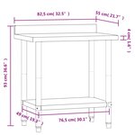 vidaXL Table de travail de cuisine avec dosseret 82 5x55x93 cm inox