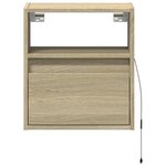 vidaXL Table de chevet murale avec lumières LED chêne sonoma