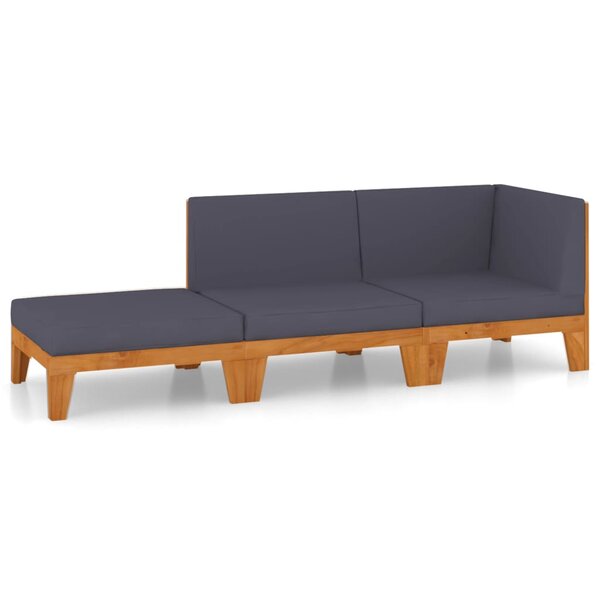 vidaXL Salon de jardin 3 Pièces avec coussins Bois d'acacia solide