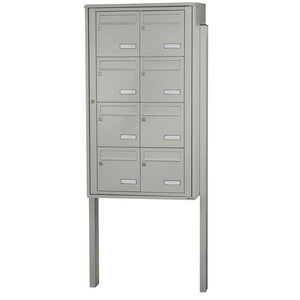 Bloc collectif leabox.com 2x4 grade 3 simple face Extérieur fixation sur pieds à sceller Gris agate RAL 7038 finition brillante