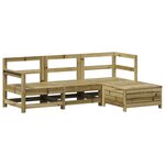 vidaXL Salon de jardin 4 Pièces bois de pin imprégné