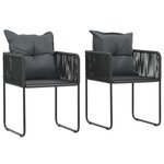 vidaXL Salon de jardin 3 Pièces PVC Résine tressée Noir