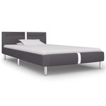 vidaXL Cadre de lit avec LED Gris Similicuir 90x200 cm