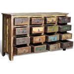 vidaXL Armoire avec 16 tiroirs en style antique Bois massif recyclé