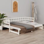 vidaXL Lit coulissant Blanc 2x(80x200) cm Bois de pin massif
