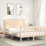 vidaXL Cadre de lit avec tête de lit 140x200 cm bois massif