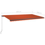 vidaXL Auvent automatique capteur de vent LED 600x300 cm Orange marron