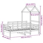 vidaXL Lit de jour avec toit blanc 90x190 cm bois de pin massif