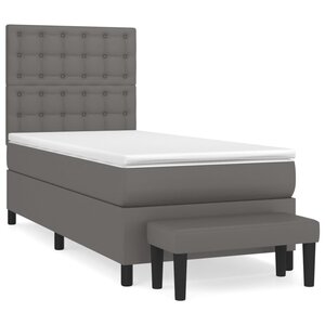 vidaXL Sommier à lattes de lit avec matelas Gris 100x200 cm Similicuir