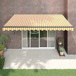 vidaXL Auvent rétractable jaune et blanc 4x3 m tissu et aluminium