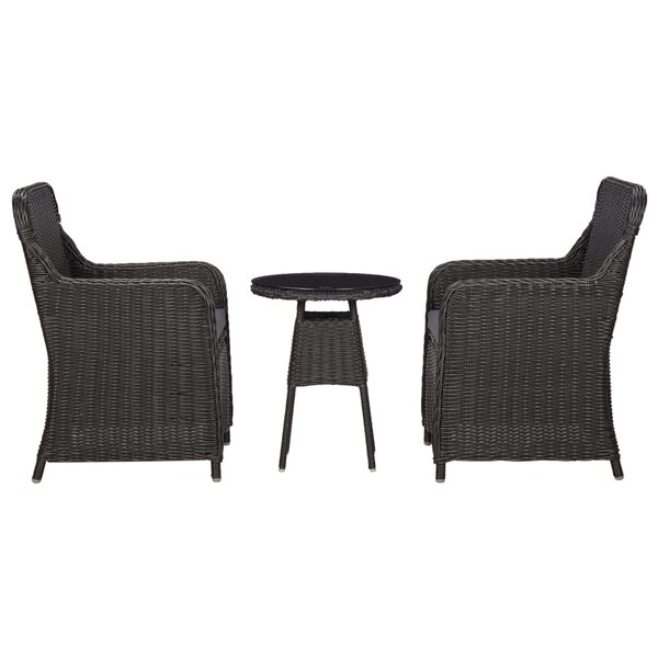 vidaXL Mobilier de bistro 3 Pièces avec coussins Résine tressée Noir