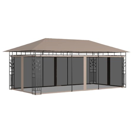 vidaXL Belvédère avec moustiquaire 6x3x2 73 m Taupe 180 g/m²