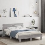 vidaXL Cadre de lit avec tête de lit et LED sonoma gris 135x190 cm