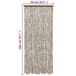 vidaXL Rideau anti-mouches taupe et blanc 90x200 cm chenille