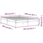 vidaXL Cadre de lit sonoma gris 160x200 cm bois d'ingénierie et métal