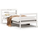 vidaXL Cadre de lit avec tête de lit blanc 90x190cm bois de pin massif