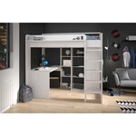 Lit combiné mezzanine enfant - Décor Pin Petterson - Sommier inclus - 90 x 200 cm