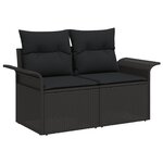 vidaXL Ensemble de sofa de jardin 11 pièces avec coussins en rotin poly noir Acacia