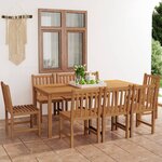 vidaXL Ensemble à manger de jardin 9 Pièces Bois de teck solide
