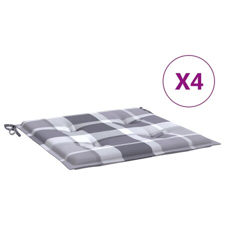 vidaXL Coussins de chaise de jardin lot de 4 carreaux gris 50x50x3 cm