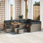 Ensemble de canapé de jardin 12 pièces avec coussins gris en poly rotin