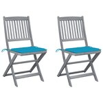 vidaXL Chaises pliables d'extérieur lot de 2 et coussins Bois d'acacia