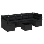 vidaXL Ensemble de Canapé de Jardin 8 Pièces avec Coussins en Rattan Poly Noir