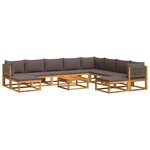 vidaXL Salon de jardin avec coussins 11 Pièces bois massif d'acacia