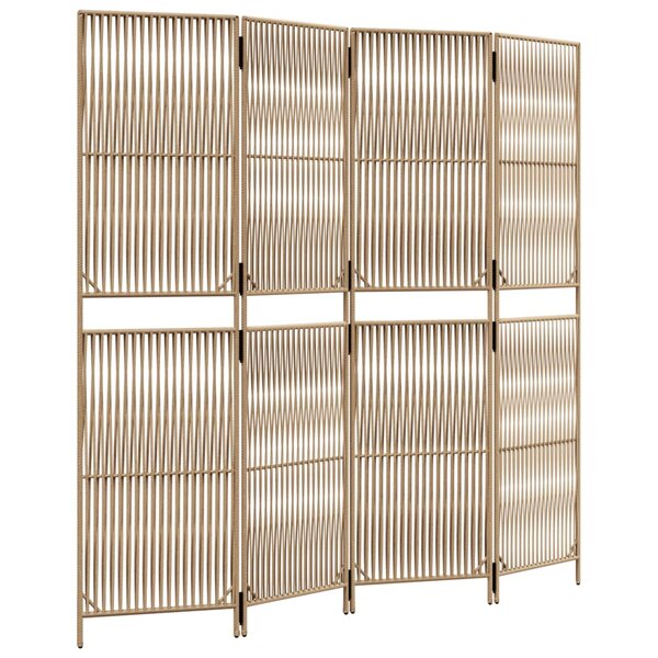 vidaXL Cloison de séparation 4 panneaux beige résine tressée