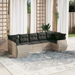 vidaXL Salon de jardin avec coussins 7 Pièces gris clair résine tressée