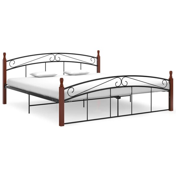 vidaXL Cadre de lit sans matelas noir métal bois chêne 180x200 cm