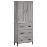 vidaXL Buffet haut Sonoma gris 69 5x34x180 cm Bois d'ingénierie