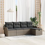 Ensemble de 5 Pièces de Sofas de Jardin avec Coussins Gris Poly Rattan