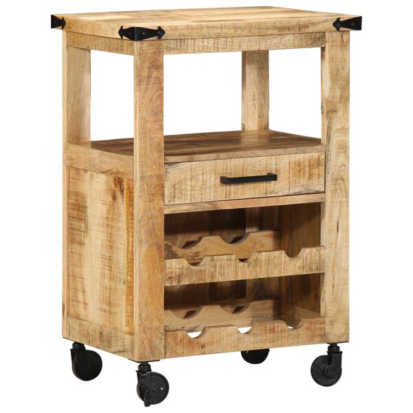 vidaXL Chariot de cuisine 55x40x80 cm Bois massif manguier brut