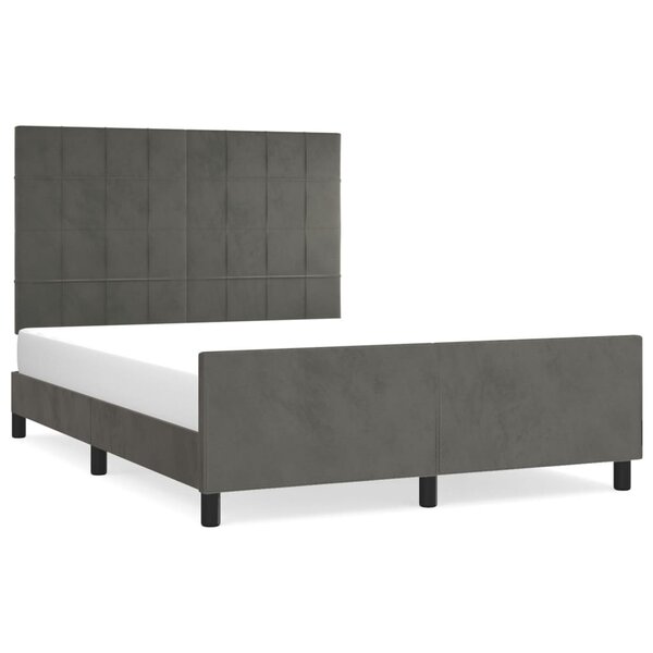 vidaXL Cadre de lit avec tête de lit Gris foncé 140x200 cm Velours