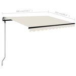 vidaXL Auvent manuel rétractable avec LED 300x250 cm Crème