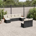 vidaXL Salon de jardin 9 Pièces avec coussins noir résine tressée