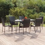 vidaXL Ensemble à manger de jardin 7 Pièces Noir Résine tressée