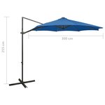 vidaXL Parasol déporté avec mât et lumières LED Bleu azur 300 cm