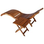 vidaXL Chaise longue de jardin avec table et coussin Bois d'acacia