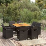 vidaXL Ensemble à manger de jardin coussins 9Pièces Résine tressée Noir