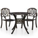 vidaXL Ensemble de bistro 3 Pièces Aluminium coulé Bronze