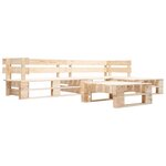 vidaXL Salon de jardin palette 4 Pièces avec coussins sable bois