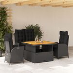 vidaXL Ensemble à manger de jardin 4 Pièces avec coussins noir